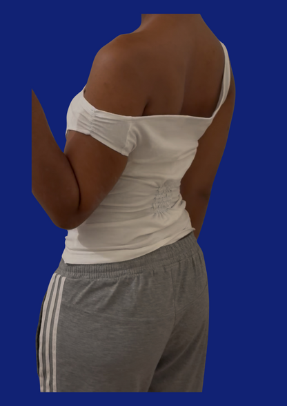 Top manche tombante Fila blanc upcyclé