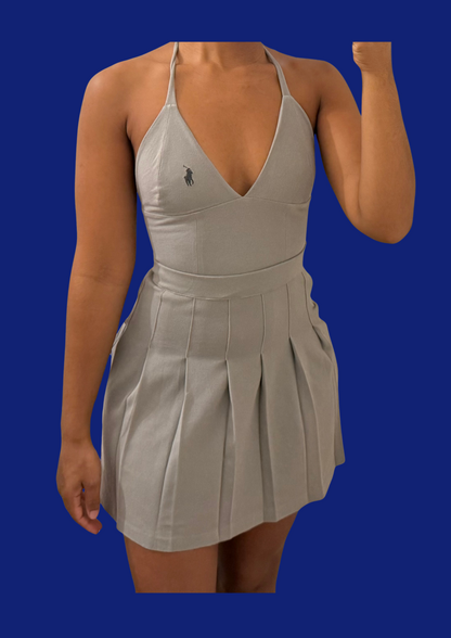 Ensemble bralette jupe Ralph Lauren gris upcyclé