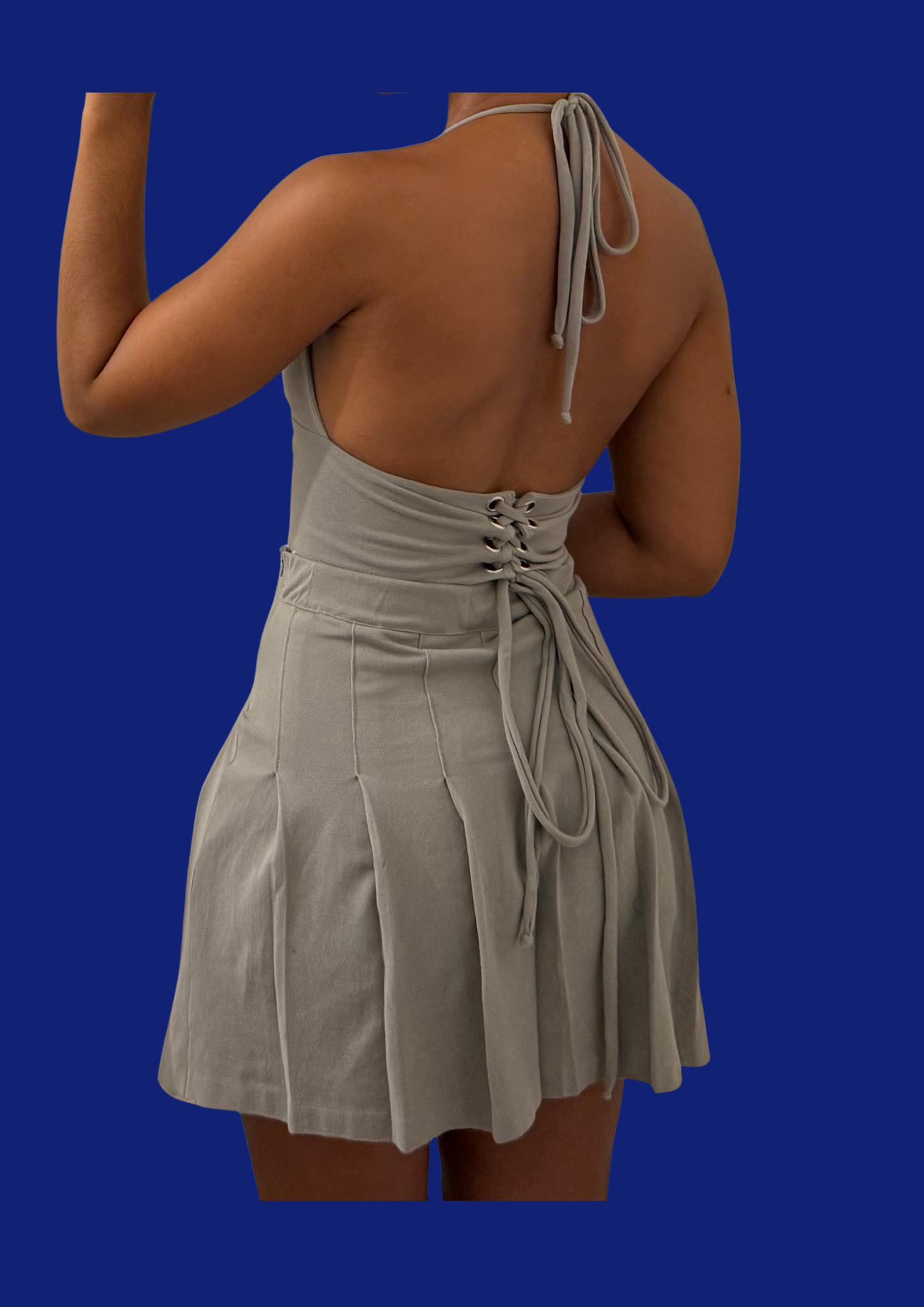 Ensemble bralette jupe Ralph Lauren gris upcyclé