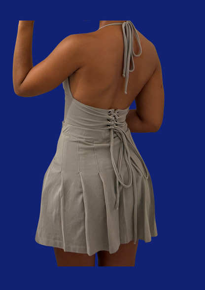 Ensemble bralette jupe Ralph Lauren gris upcyclé