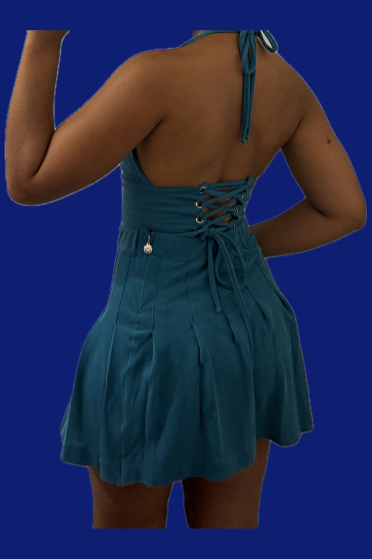 Ensemble bralette jupe Ralph Lauren turquoise upcyclé
