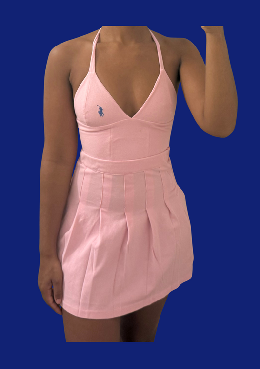 Ensemble bralette jupe Ralph Lauren rose upcyclé