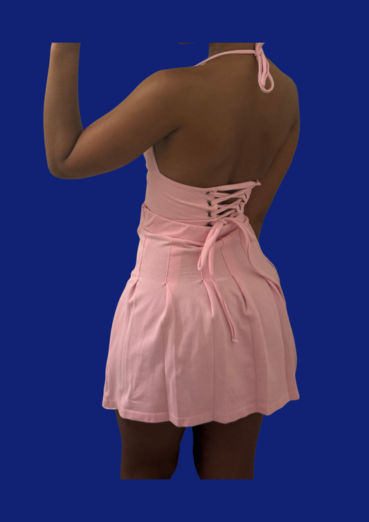 Ensemble bralette jupe Ralph Lauren rose upcyclé