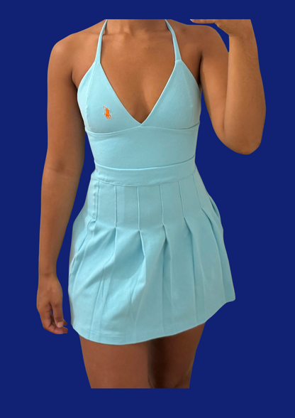 Ensemble bralette jupe Ralph Lauren bleu upcyclé