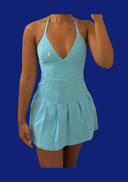 Ensemble bralette jupe Ralph Lauren bleu upcyclé