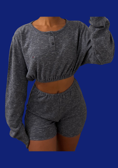 Ensemble short Tpmmy Hilfiger gris/bleu upcyclé