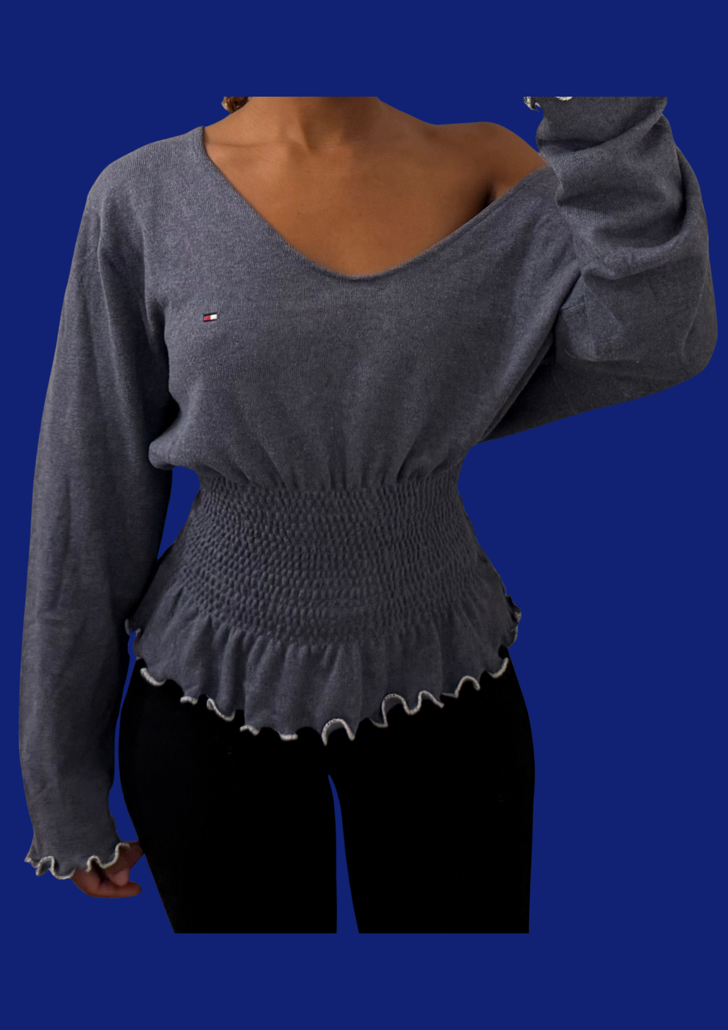 Pull cintré bleu Tommy Hilfiger