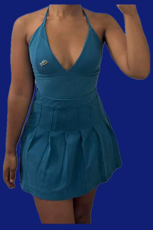 Ensemble bralette jupe Ralph Lauren turquoise upcyclé