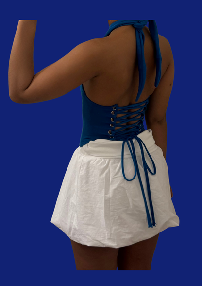 Corset bralette bleu Lacoste upcyclé